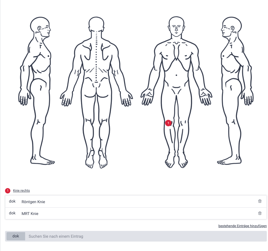 Bodychart-Funktion - Anatomische Grundhaltung